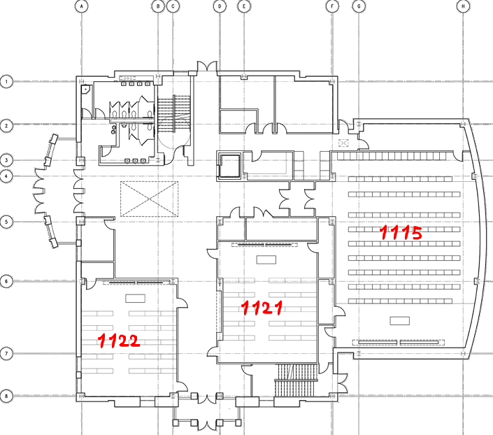 map of CSIC First Floor noting rooms 1122 1121 and 1115